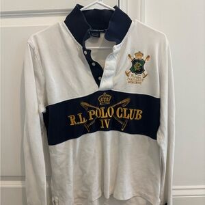 R.L. Polo Club White and Navy Long Sleeve Shirt